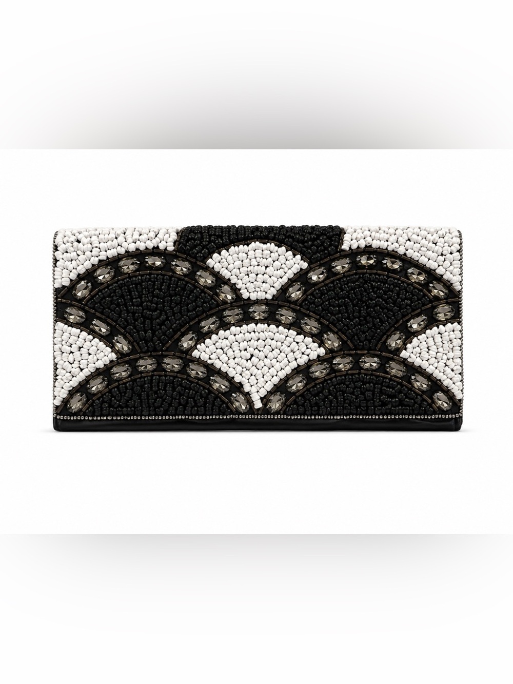 Beaded Black & White beaded Geometric Vintage Clutch